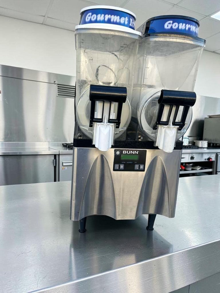 Superior Condition – BUNN ULTRA-2 HP – Twin 3 Gallon Commercial Frozen Beverage / Slush Machine – 120V – Stainless & Black – NSF Listed – Fully Tested & Operational!