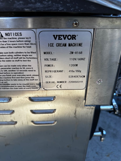 Like-New Condition – VEVOR ZM-A168 – Commercial Countertop Soft Serve Ice Cream Machine – 2+1 Flavor – 5 Gal/H – 110V – 1200W – Fully Tested & Operational!
