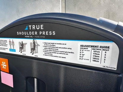 Remarkable Condition – TRUE Fitness FUSE-0700 – Commercial Selectorized Shoulder Press – Independent Converging Arms – Adjustable Seat & Back Pad – Fully Inspected & Operational!