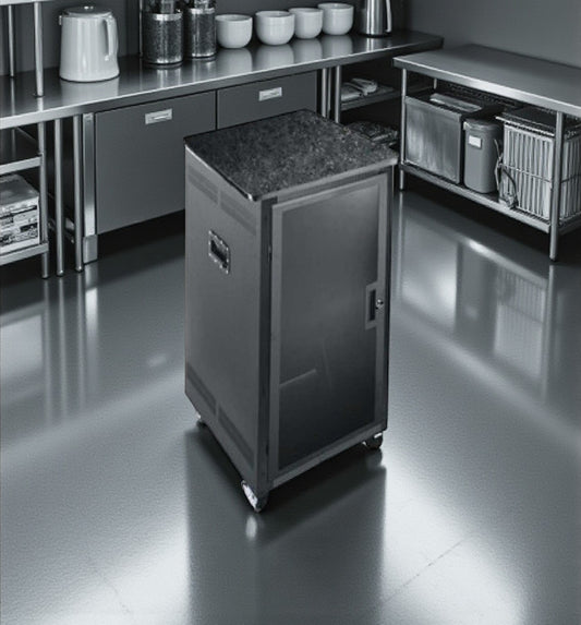 High-Quality Condition – Middle Atlantic PTRK-2126MDK – 21RU Portable Rolling AV / Server Rack – 26" Depth – Graphite-Marbled Laminate Top – Plexi Front Door – Fully Inspected & Ready for Use!