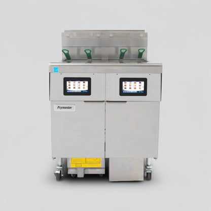 Prime Condition – Frymaster 2FQG30U FilterQuick – Dual Commercial Natural Gas Fryer Battery – Two 30-Lb. Frypots – SMART4U 3000 Controllers – Built-In Filtration – 140,000 BTU – Fully Tested & Operational!