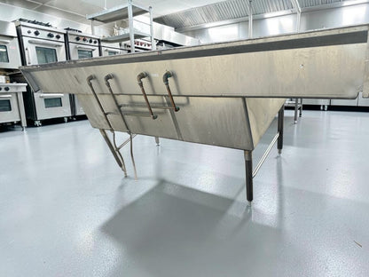 Pristine Condition – GSW SH20283D – 100-3/8" Three-Compartment Commercial Sink – Dual 20" Drainboards – 16-Gauge Stainless Steel – NSF & ETL Certified – Fully Tested & Operational!