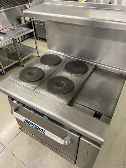Remarkable Condition – Imperial IR-4-E Pro Series – 24" Commercial Electric Range – 4 Round Elements – Space-Saver Oven – 240V – Fully Tested & Operational!