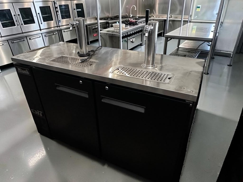 High-Grade Condition – Migali C-DD60-2-HC – 60.8" Two-Door Direct Draw Beer Dispenser – Two Single-Tap Towers – 15.8 Cu. Ft. – 115V – Fully Tested & Operational!