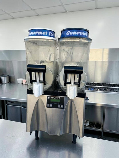Superior Condition – BUNN ULTRA-2 HP – Twin 3 Gallon Commercial Frozen Beverage / Slush Machine – 120V – Stainless & Black – NSF Listed – Fully Tested & Operational!