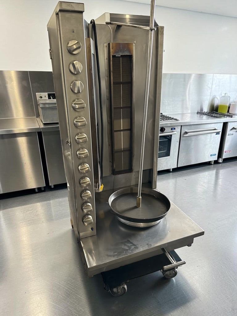 Top-Tier Condition – Commercial Stainless Steel Dual-Sided Gas Shawarma / Gyro Vertical Broiler – Heavy-Duty Rotisserie – Fully Tested & Operational!
