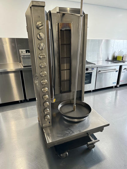 Top-Tier Condition – Commercial Stainless Steel Dual-Sided Gas Shawarma / Gyro Vertical Broiler – Heavy-Duty Rotisserie – Fully Tested & Operational!