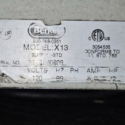 Exceptional Condition – Berkel X13-PLUS 13" Manual Gravity Feed Meat Slicer – 1/2 HP – Fully Tested & Operational!