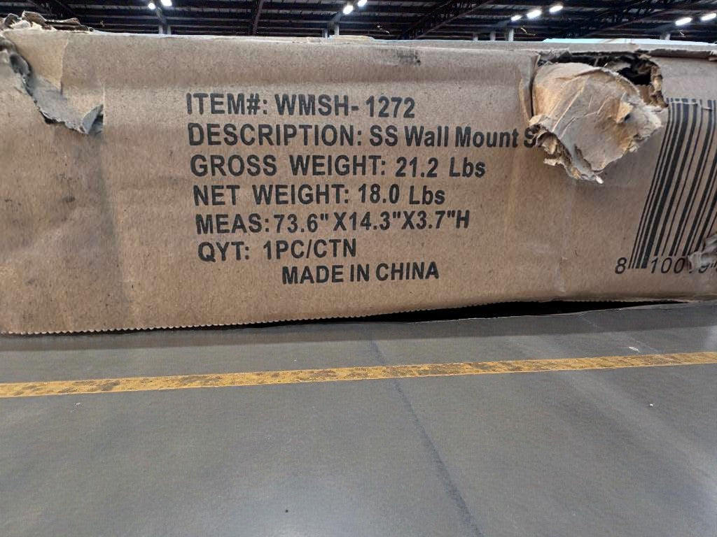 Brand New – Scratch & Dent – Koolmore 12" x 72" Stainless Steel Wall Shelf