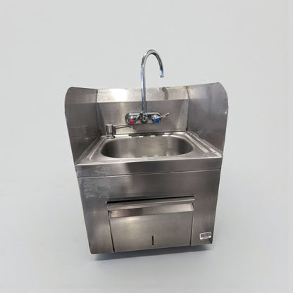High-Grade Condition – Commercial Stainless Steel Hand Wash Sink – Gooseneck Faucet – Built-In Paper Towel Dispenser – Fully Tested & Operational!