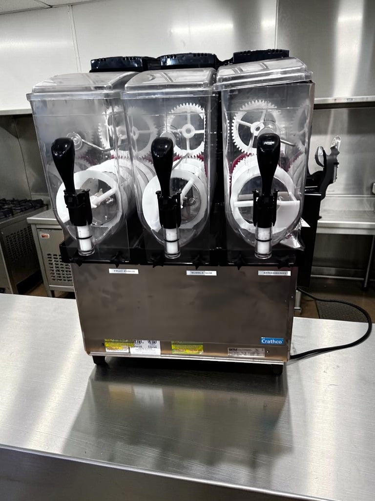 Superior Condition – Crathco Frosty Dream 3 (1206-011) – Triple 3.2-Gallon Pourover Granita / Slushy / Frozen Beverage Machine – 115V – Fully Tested & Operational!