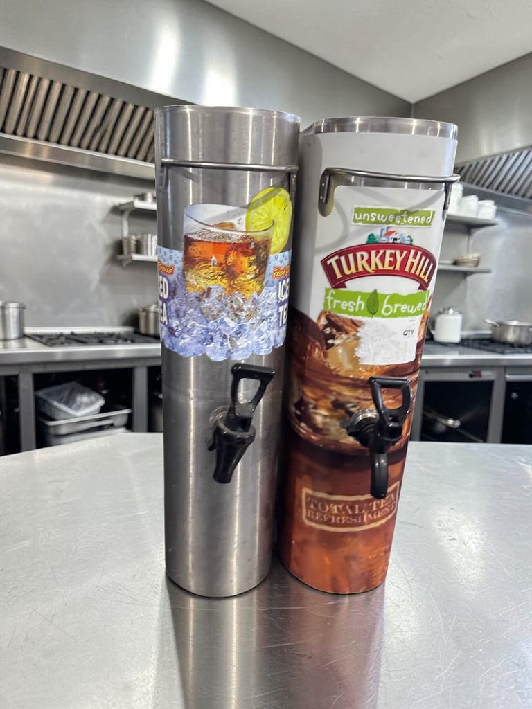Remarkable Condition – Commercial Narrow Iced Tea Dispenser – 3.5 Gallon Capacity – Stainless Steel – Removable Faucet – Quantity 2!