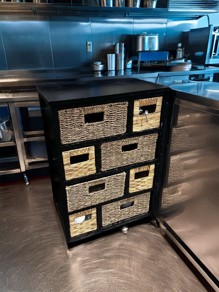 Remarkable Condition – Multi-Drawer Storage Cabinet Organizer – Woven Basket Drawers – Compact Storage Unit – Fully Functional!