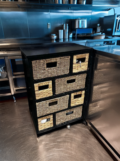 Remarkable Condition – Multi-Drawer Storage Cabinet Organizer – Woven Basket Drawers – Compact Storage Unit – Fully Functional!