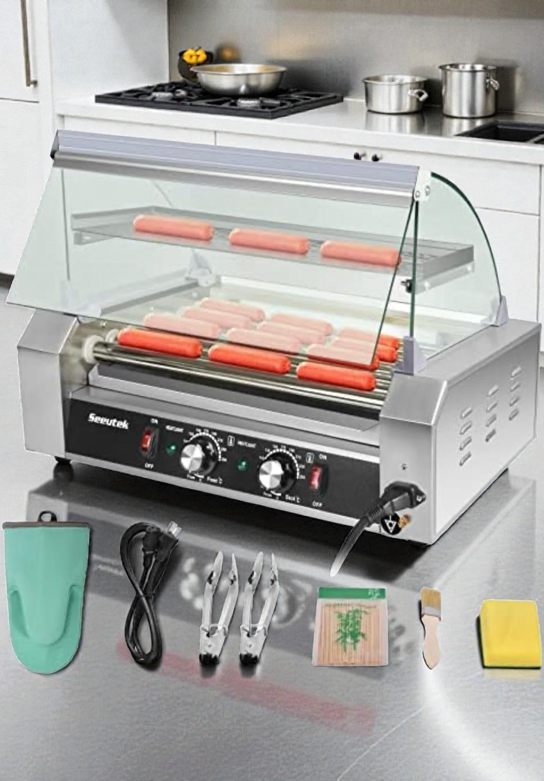 Pristine Condition – Seeutek Hot Dog Roller Grill – 7 Rollers / 24 Hot Dog Capacity – 120V – Fully Tested & Working