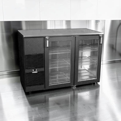 Professionally Maintained Condition – Glastender ND52-L6-GN(LR) – 52" Two Glass Door Back Bar Refrigerator – 115V – NSF & UL Listed – Fully Tested & Operational!