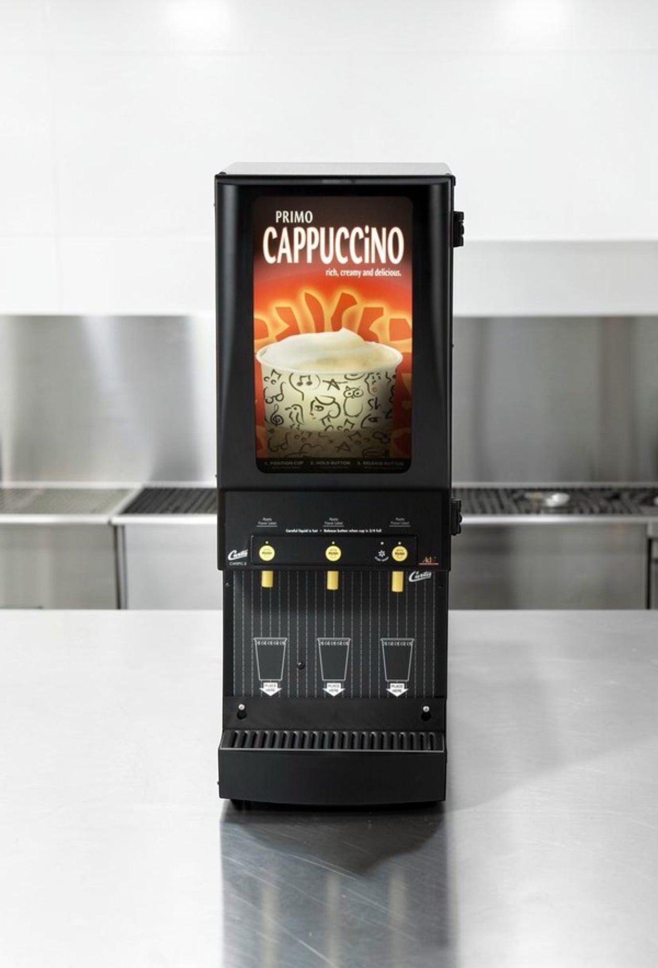 Outstanding Condition – Curtis Cafe Series Primo PC-3D-10-01 3 Station Cappuccino Machine – 3 Hoppers – 120V – Fully Tested & Operational!
