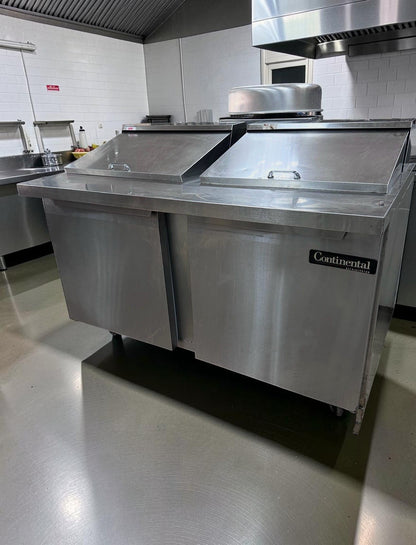 Superior Condition – Continental Refrigerator SW60N12 – Commercial Refrigerated Sandwich / Salad Prep Table – 60" – 2 Door – Fully Tested & Operational!