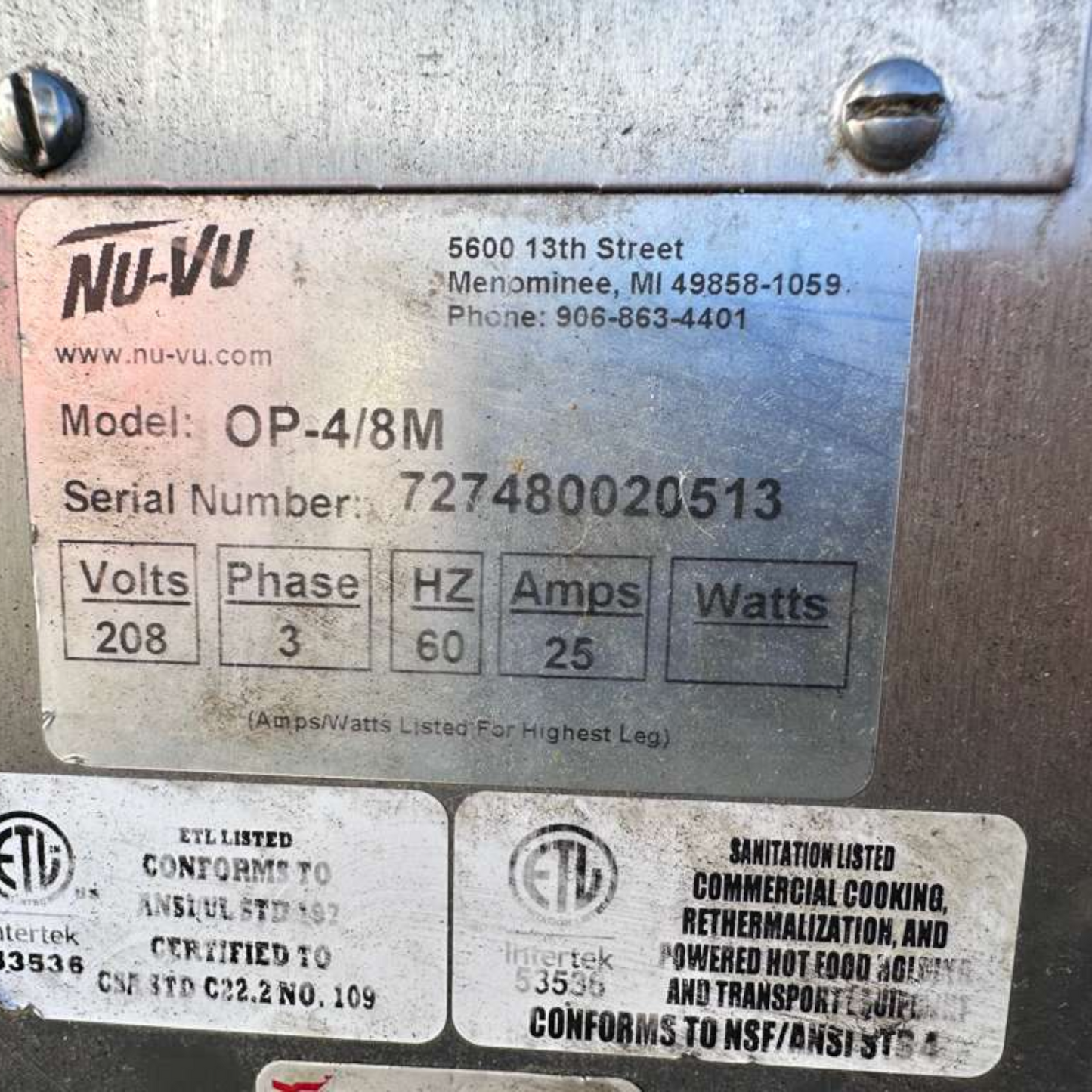 Immaculate Condition – Nu-Vu OP-4/8M Commercial Oven & Proofer Combo – 208V 3 Phase – Fully Tested & Operational!