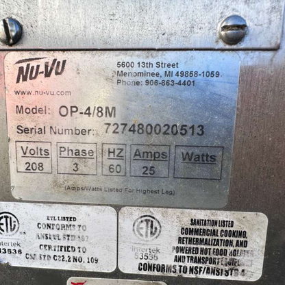 Immaculate Condition – Nu-Vu OP-4/8M Commercial Oven & Proofer Combo – 208V 3 Phase – Fully Tested & Operational!