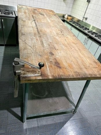 Excellent Condition – Commercial Butcher Block Prep Table – Heavy-Duty Wood Top – 96 in – Fully Tested & Operational!
