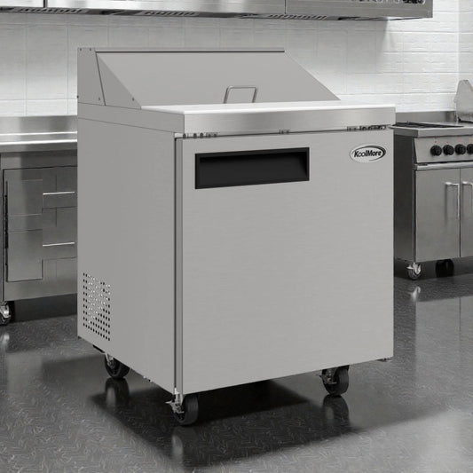 Brand New Premium Condition – KoolMore KM-PTR27-1D – Commercial 1-Door Refrigerated Salad & Sandwich Prep Table – 27 in – 8 Pan Capacity – Stainless Steel – UL & NSF Listed – Never Used, Original Box!
