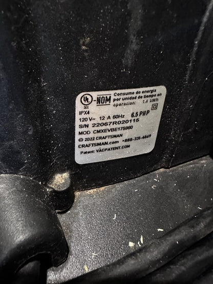 Dependable Condition – Craftsman CMXEVBE17595 – 16 Gallon 6.5 Peak HP Wet/Dry Shop Vacuum – Heavy-Duty Portable Vac – Fully Tested & Operational!