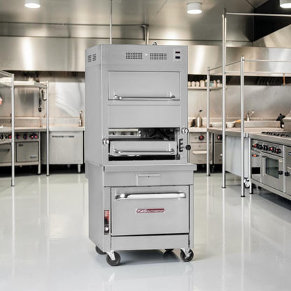 Dependable Condition – Southbend P32A-171 Platinum Series – 32" Gas Infrared Upright Broiler with Warming Oven & Convection Oven Base – Natural Gas – Fully Tested & Operational!