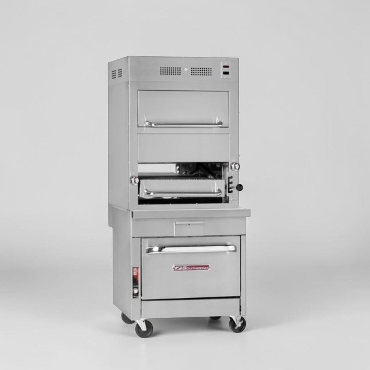 Dependable Condition – Southbend P32A-171 Platinum Series – 32" Gas Infrared Upright Broiler with Warming Oven & Convection Oven Base – Natural Gas – Fully Tested & Operational!