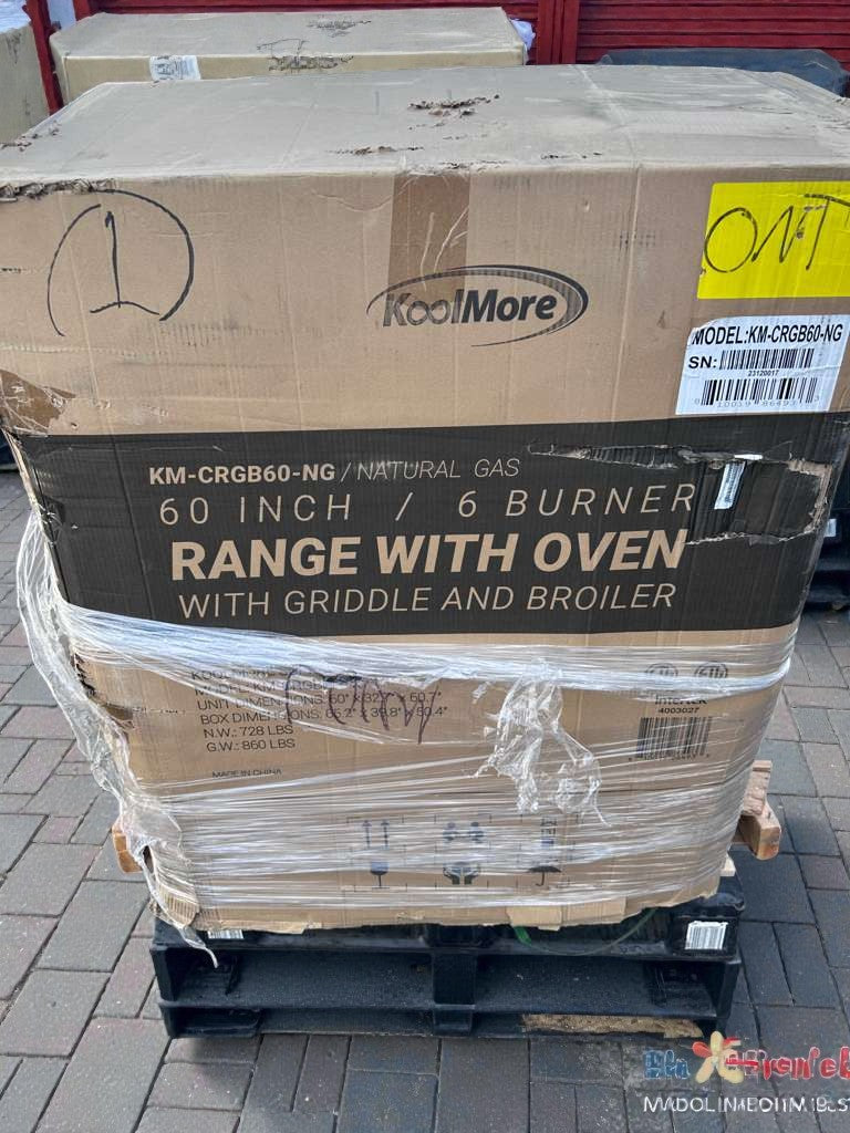 Brand New Condition – KoolMore 60" Commercial Gas Range with Oven, Griddle & Broiler (Scratch & Dent)