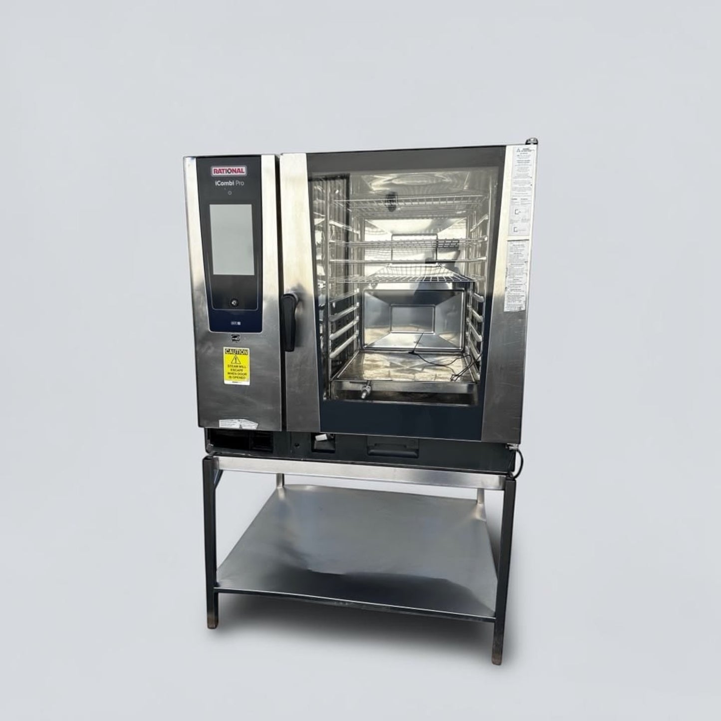 Immaculate Condition – Rational iCombi Pro 10-Full Size Electric – Commercial Intelligent Combi Oven – 10 Full-Size Sheet Pan Capacity – Mobile Oven Rack & Stainless Steel Stand – 208/240V – Fully Tested & Operational!