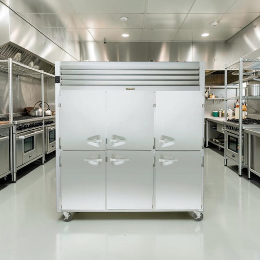 Prime Condition – Traulsen G30001 – 76" Three-Section Reach-In Refrigerator – 69.1 Cu. Ft. – Six Half Solid Doors – 115V – NSF & cETLus Listed – Fully Tested & Operational!