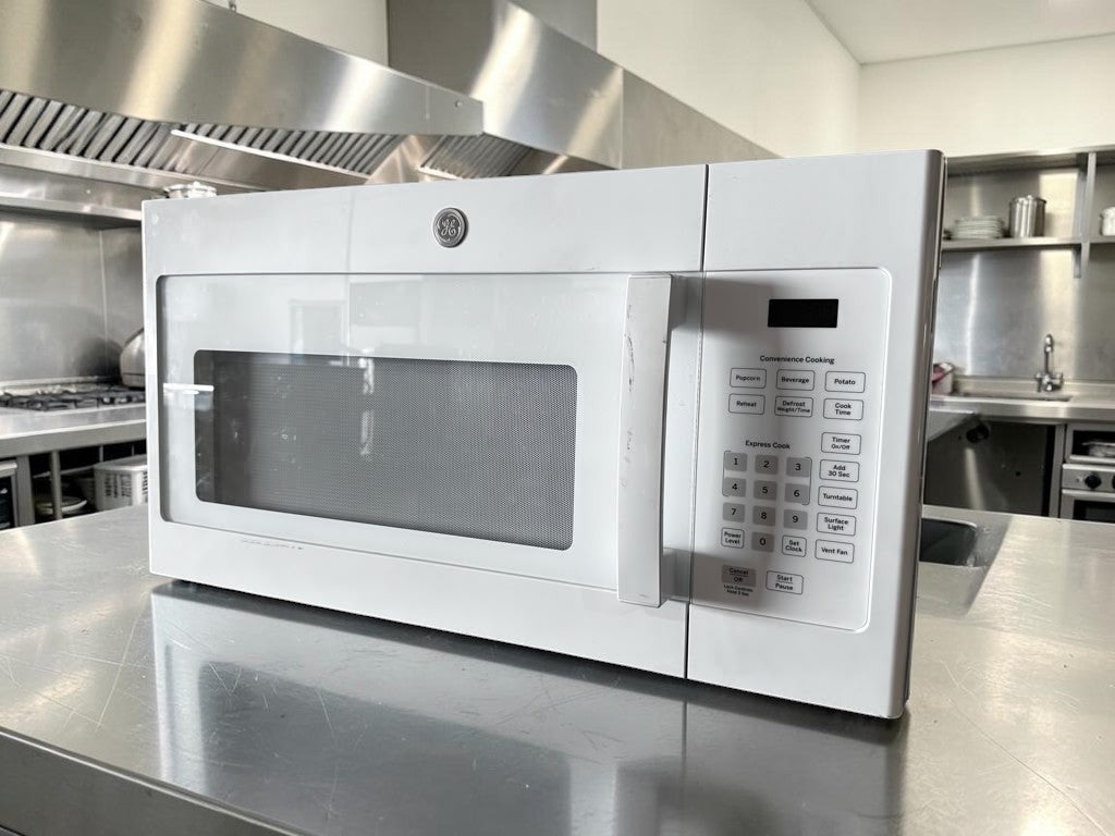 Brand-New Condition – GE JVM3160DF9WW – 1.6 Cu. Ft. Over-the-Range Microwave – 1,000W Cooking Power – 300 CFM Vent – White – 120V