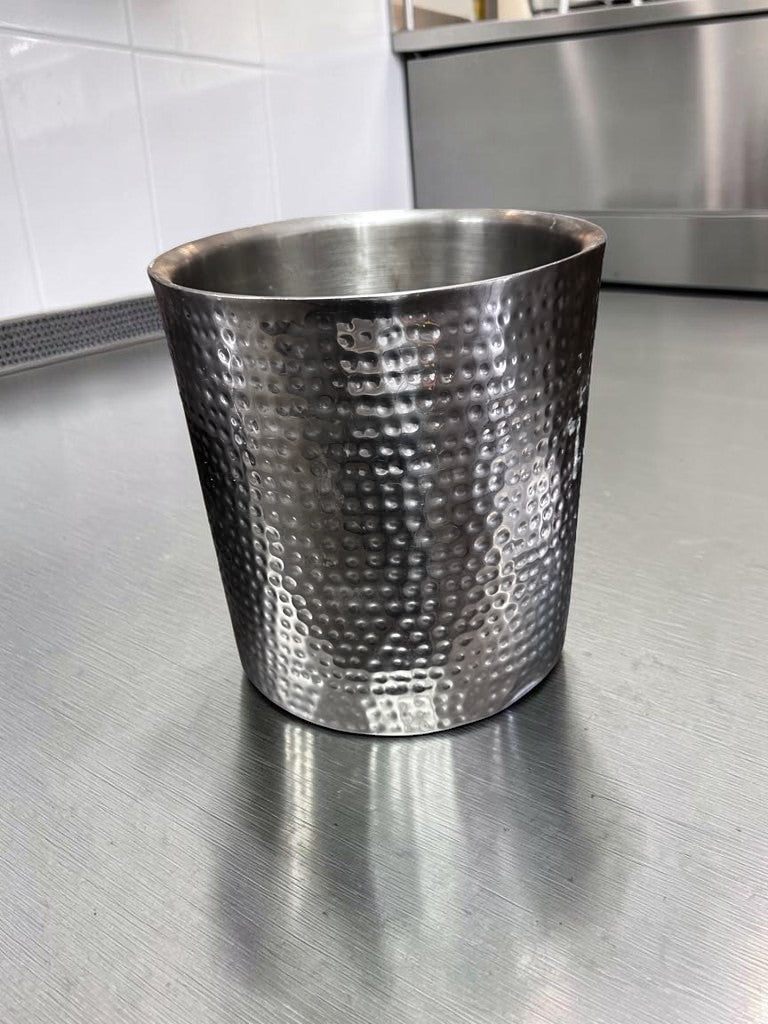Remarkable Condition – Hammered Silver-Finish Metal Container – 12.25″ Round Open-Top Decorative Vessel – Fully Inspected & Ready for Use!