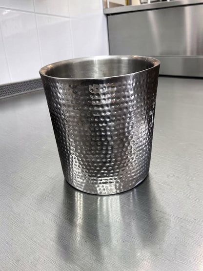 Remarkable Condition – Hammered Silver-Finish Metal Container – 12.25″ Round Open-Top Decorative Vessel – Fully Inspected & Ready for Use!