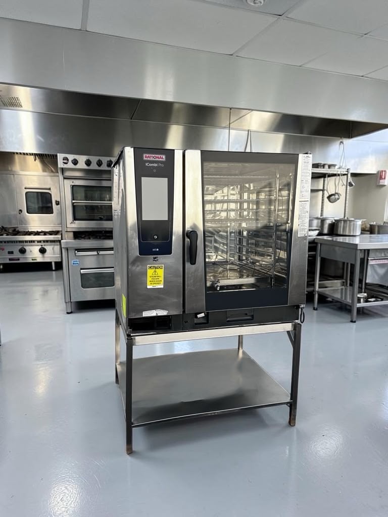 Immaculate Condition – Rational iCombi Pro 10-Full Size Electric – Commercial Intelligent Combi Oven – 10 Full-Size Sheet Pan Capacity – Mobile Oven Rack & Stainless Steel Stand – 208/240V – Fully Tested & Operational!