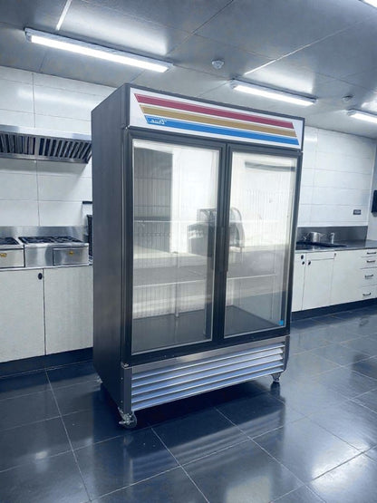 Superior Condition – True GDM-49F-LTF-HC~TSL01 – 54" Two-Section Black Glass Door Freezer Merchandiser – LED Lighting – 8 Shelves – 220V – NSF / UL Listed – Fully Tested & Operational!