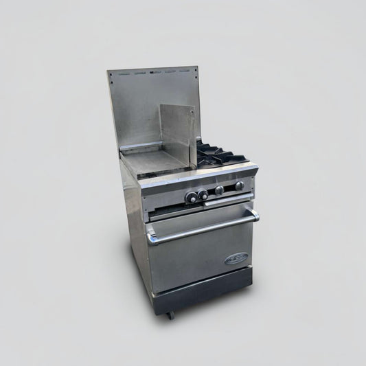 Superior Condition – Southbend Commercial Range with Griddle & Open Burners – Stainless Steel – Gas Restaurant Range with Oven Base – Fully Tested & Operational!