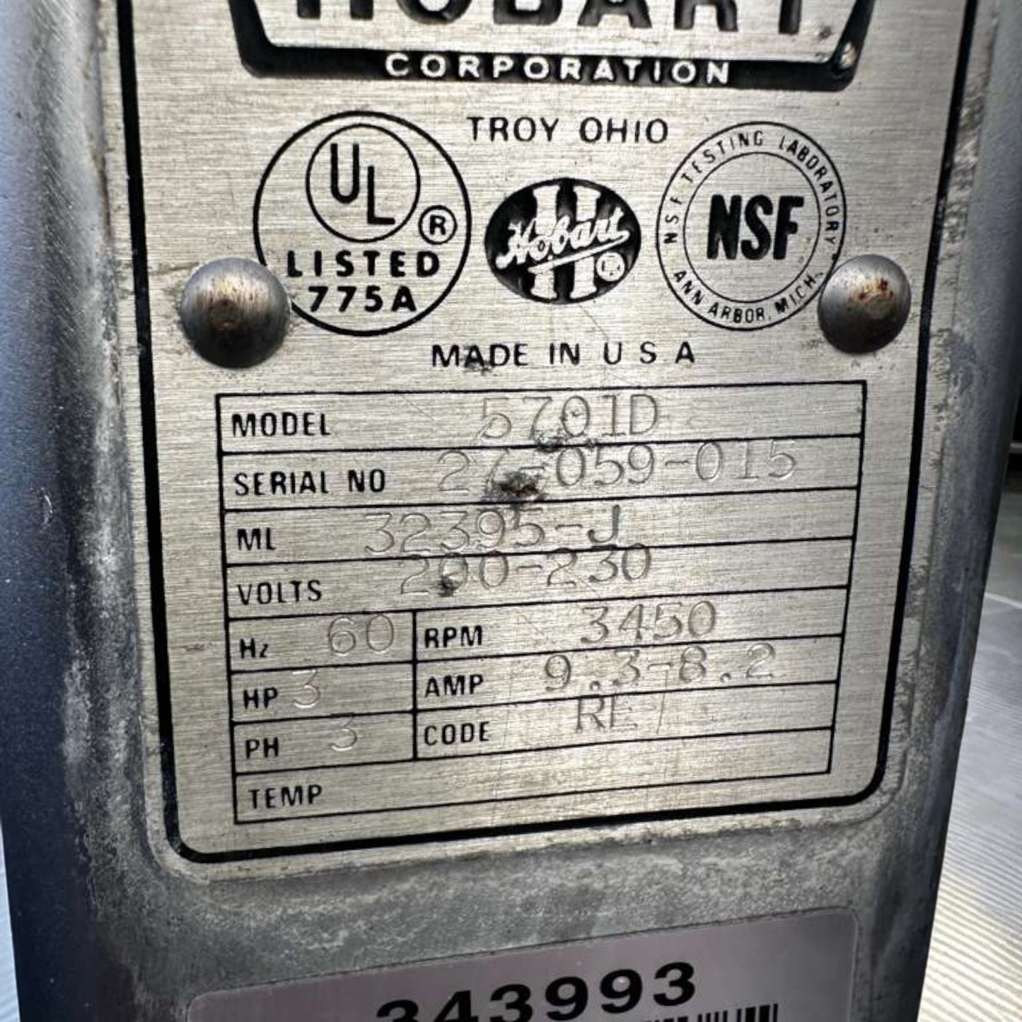 Superior Condition – Hobart 5701D Commercial Meat Saw – 3 HP – 3 Phase – Heavy-Duty Butcher Equipment – Fully Tested & Operational!