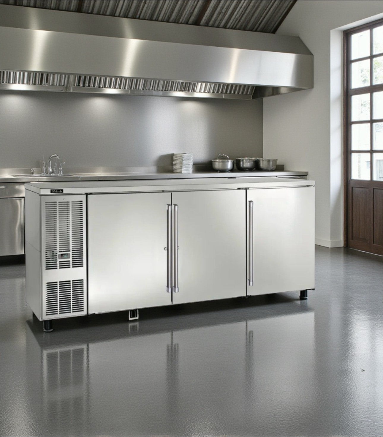 Top-Tier Condition – Perlick BBS84-SS-L-STK – 84" Stainless Steel Back Bar Refrigerator – 3 Swinging Solid Doors – 24.8 Cu. Ft. – 115V – NSF / cULus Listed – Fully Tested & Operational!