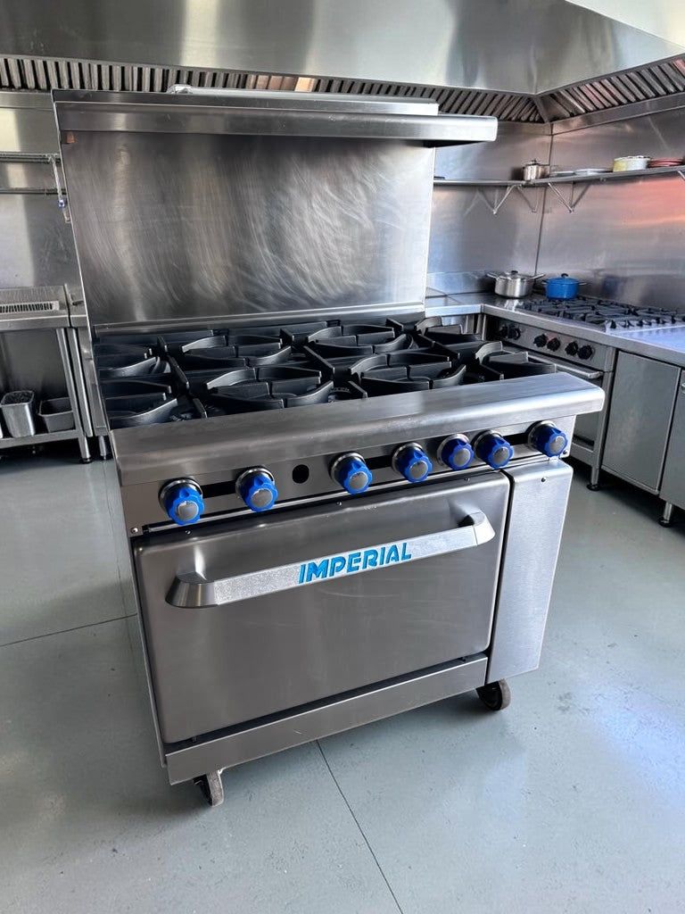 Exceptional Condition – Imperial IR-6 – 36" Commercial 6-Burner Gas Range with Standard Oven – 227,000 BTU – Fully Tested & Operational!