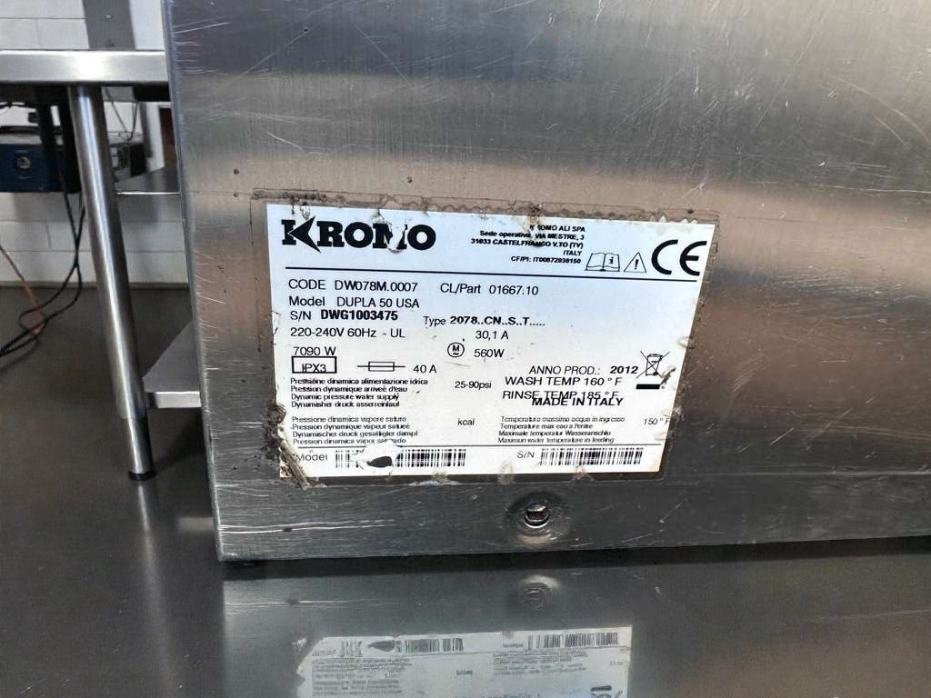 Premium Condition – CMA / Kromo UC50e (Dupla 50 USA) – Commercial Undercounter Dishwasher – 220–240V – UL Listed – Fully Tested & Operational!