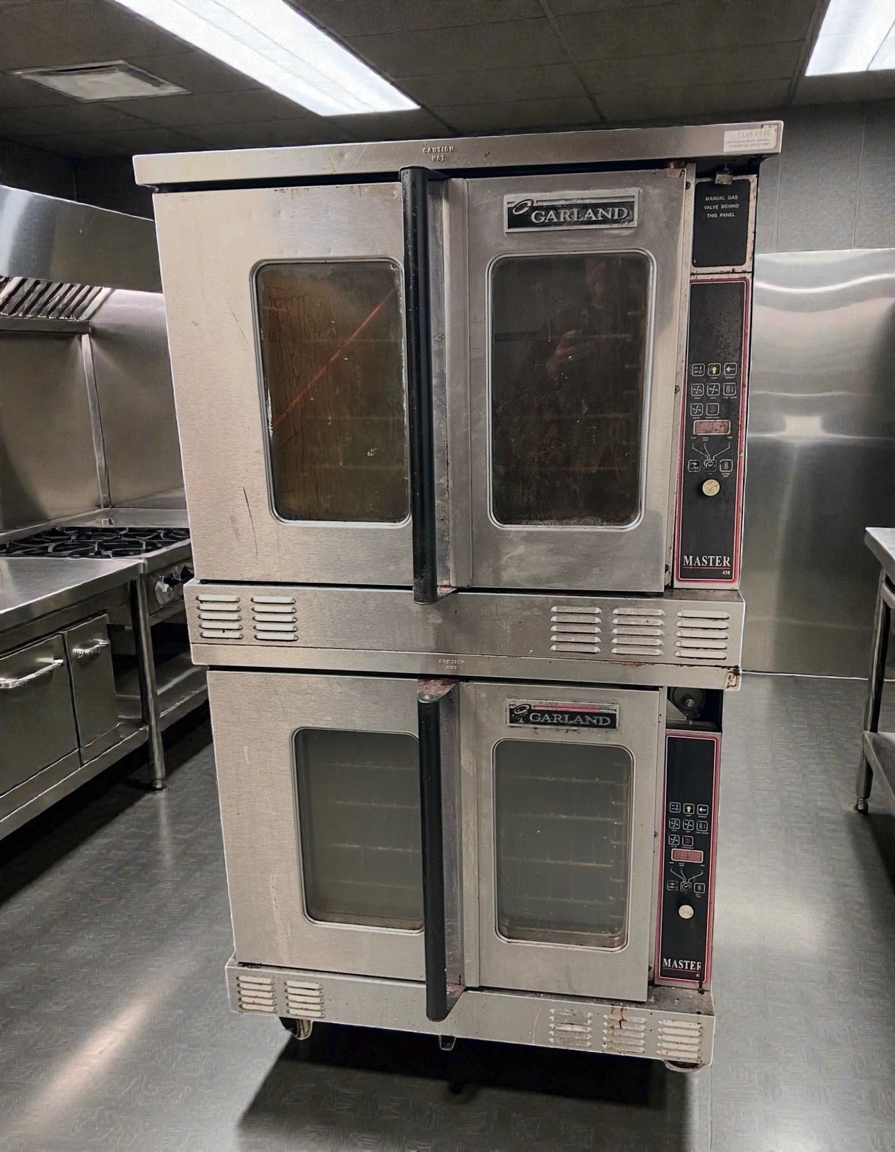Excellent Condition – Quantity 2 Garland Master 450 Gas Convection Ovens – Full-Size Commercial Single Deck Ovens – Stainless Steel – 120V / Gas – Fully Tested & Operational!