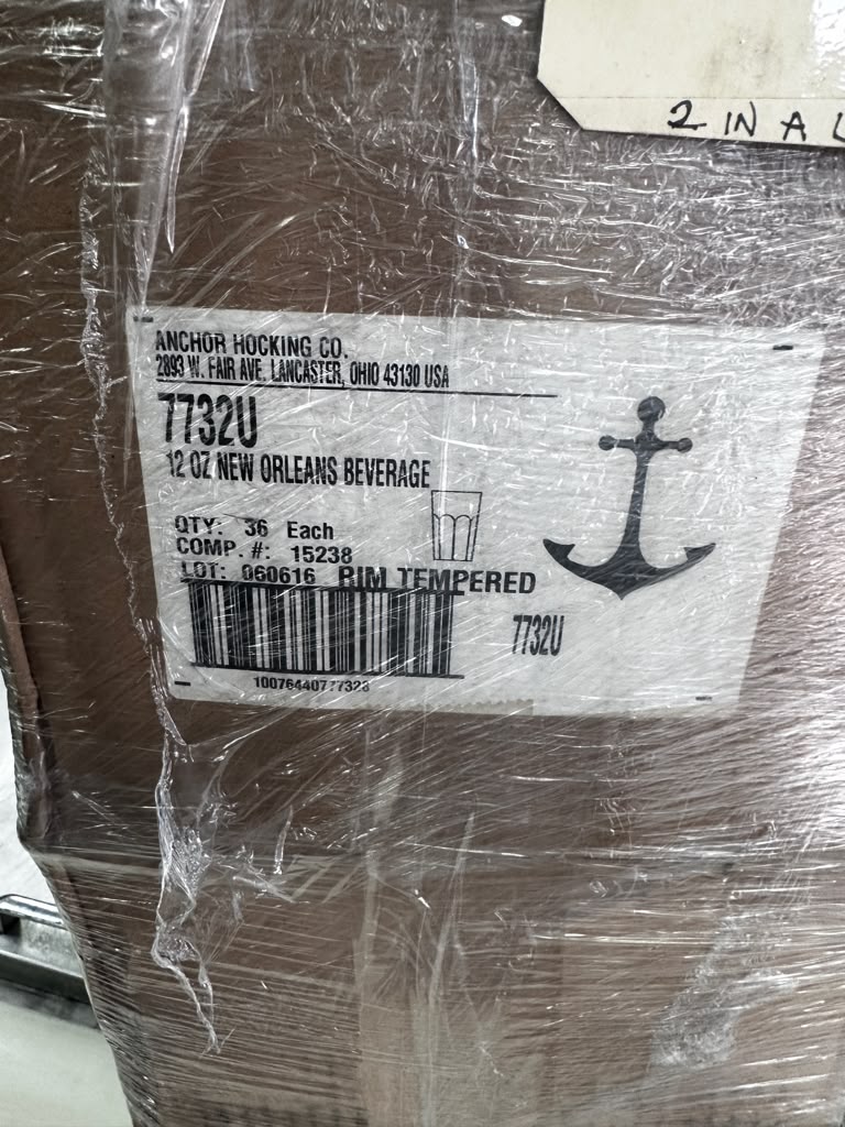 Pristine Condition – Anchor Hocking 7732U – New Orleans 12 Oz. Rim-Tempered Beverage Glass – New in Original Cases & Ready for Commercial Service!