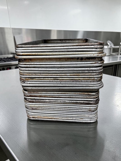 Dependable Condition – 1/2 Size Aluminum Sheet Pans – Commercial Half Size Baking Pans – Quantity 30 – Ready for Commercial Use!