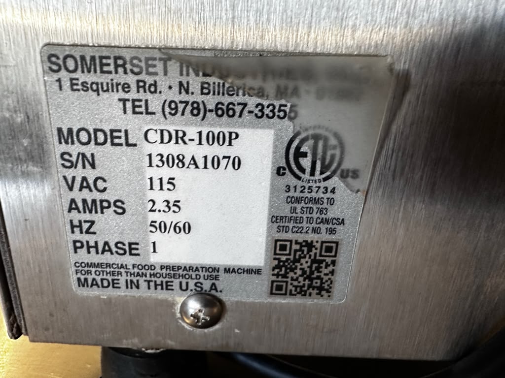 Outstanding Condition – Somerset CDR-100P “Little Wonder” – 10″ Countertop One-Stage Dough Sheeter – 115V – Fully Tested & Operational!