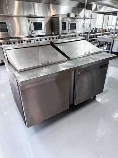 Superior Condition – Continental Refrigerator DL60-24M – 60″ Two-Door Mighty Top Refrigerated Sandwich Prep Table – 17 Cu. Ft. – Fully Tested & Operational!