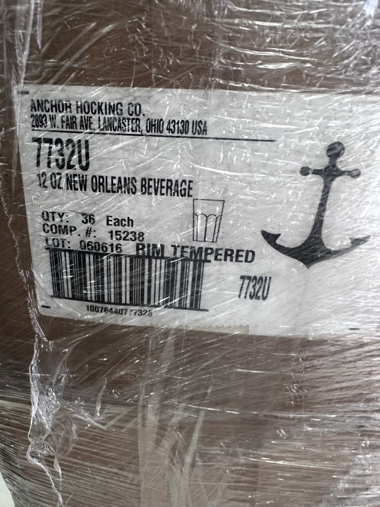 Pristine Condition – Anchor Hocking 7732U – New Orleans 12 Oz. Rim-Tempered Beverage Glass – New in Original Cases & Ready for Commercial Service!