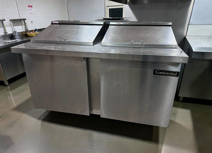 Superior Condition – Continental Refrigerator SW60N12 – Commercial Refrigerated Sandwich / Salad Prep Table – 60" – 2 Door – Fully Tested & Operational!