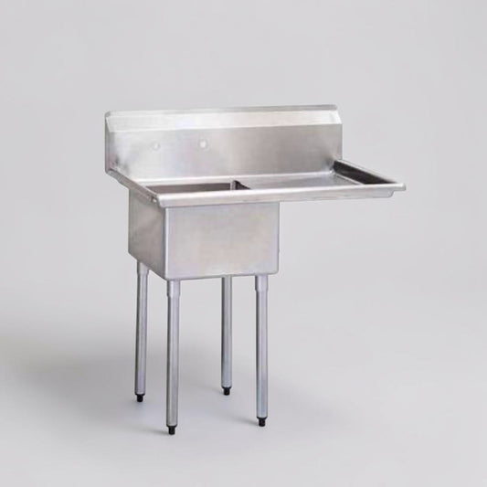 Premium Condition – Green World by Turbo Air TSA-1-12-R1 – 39" Commercial One-Compartment Sink – 18" × 18" × 12" Bowl – 18" Right Drainboard – Faucet Included – NSF Certified – Fully Inspected & Ready for Installation!